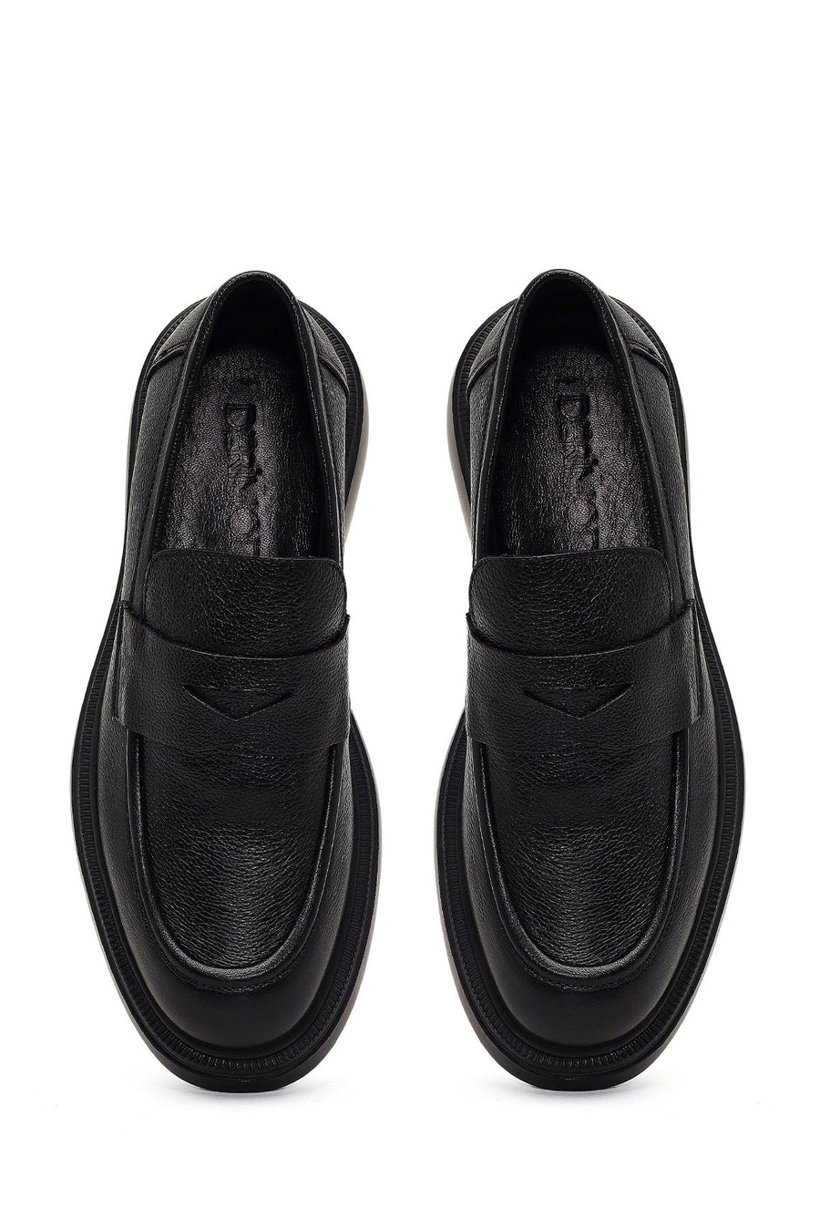 Men's Black Thick-Soled Leather Loafer