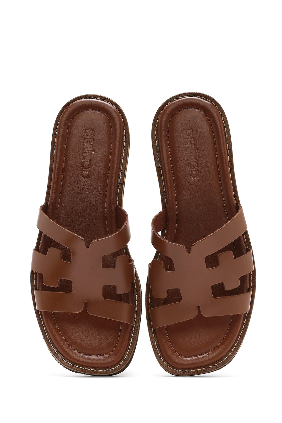 Women's Brown Leather Slippers