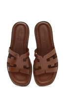 Women's Brown Leather Slippers | Derimod