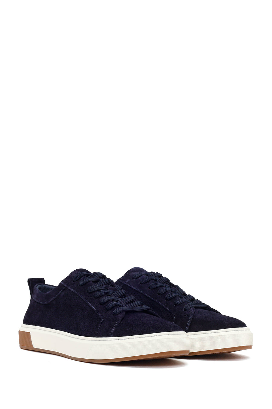Erkek Lacivert Bağcıklı Süet Deri Sneaker