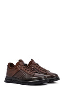 Erkek Kahverengi Bağcıklı Deri Casual Sneaker | Derimod