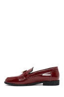 Women's Burgundy Accessory Detailed Leather Masculine Loafer | Derimod