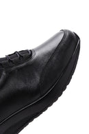 Women's Black Thick Sole Leather Casual Sneaker | Derimod