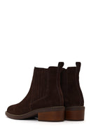 Woman Brown Suede Chelsea Boots | Derimod