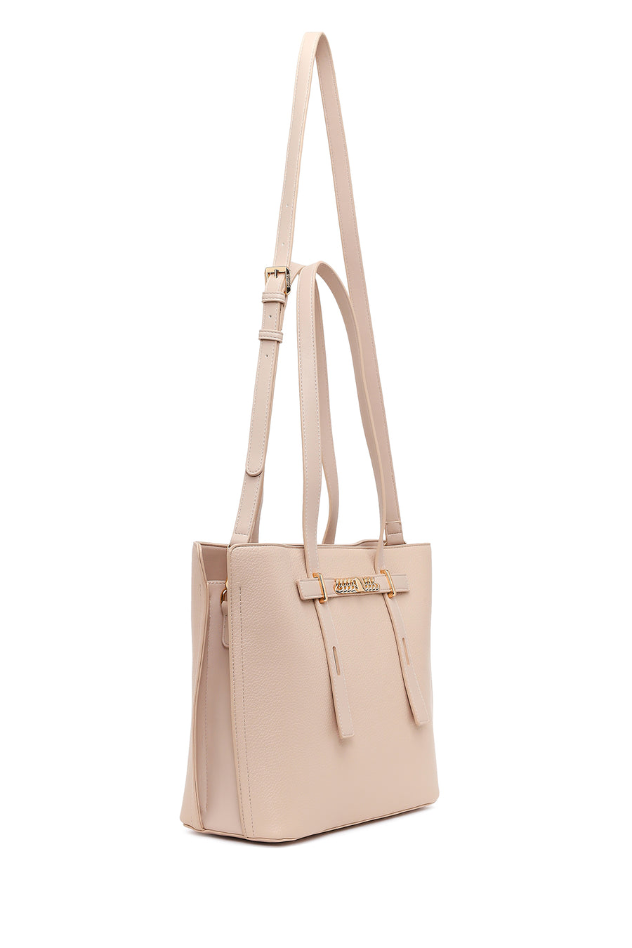 Woman Cream Long-Strap Shoulder Bag