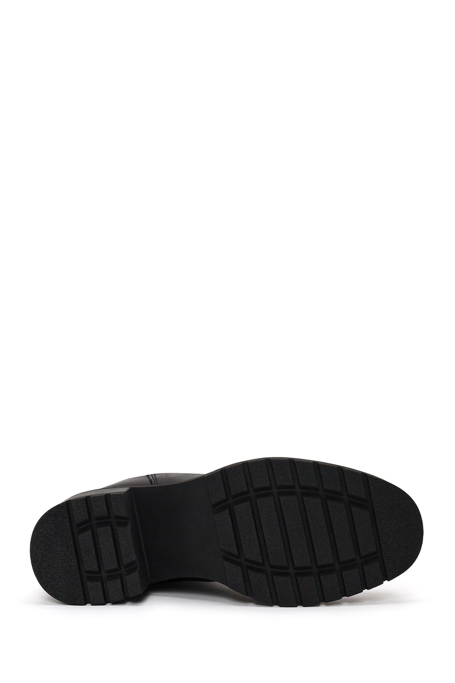 Woman Black Thick-Heeled Leather Chelsea Boots