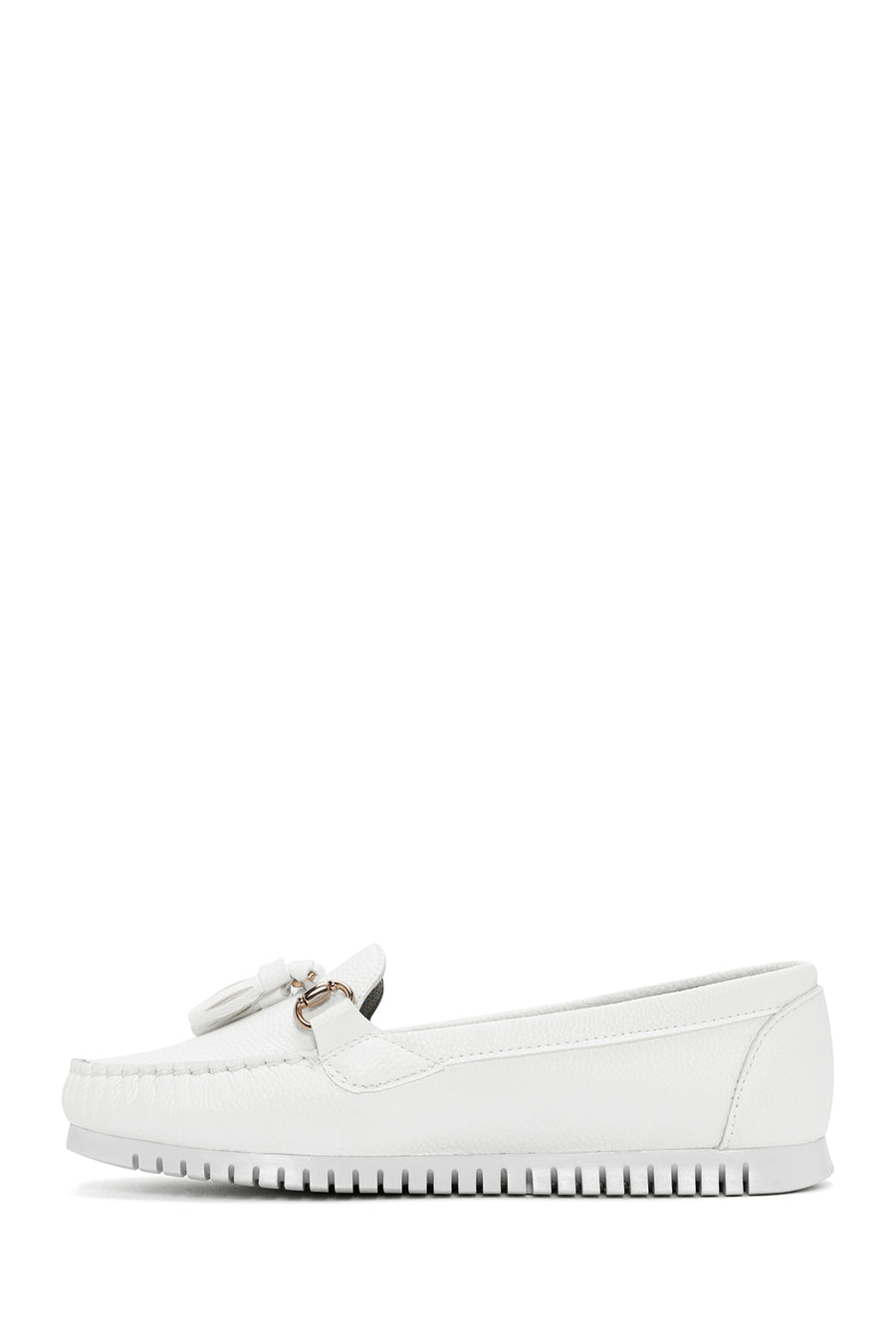 Kadın Beyaz Püskül Detaylı Loafer