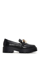 Women's Black Thick Soled Masculine Loafer | Derimod