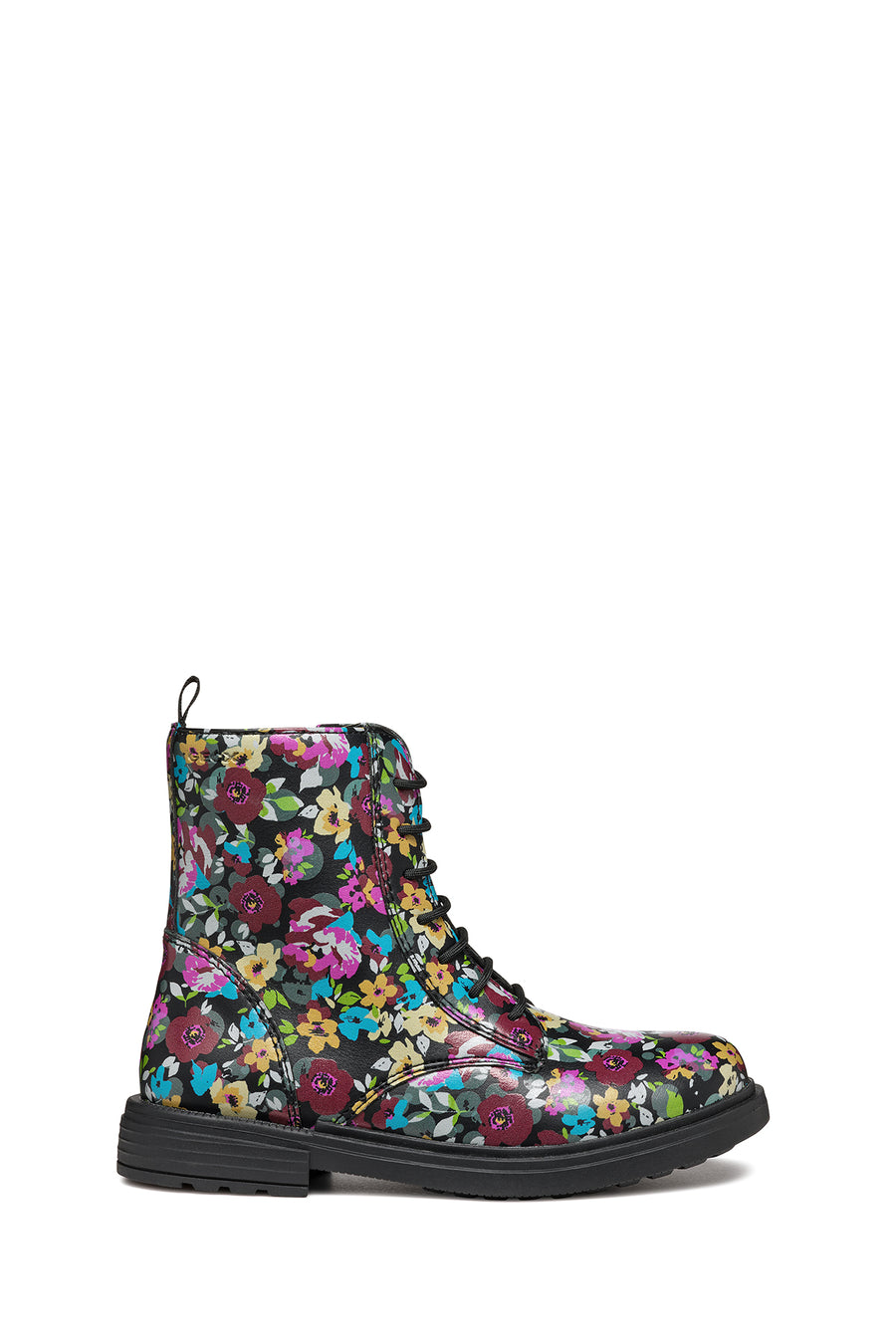 Geox Girls Black Eclair Laced Patterned Combat Boots J049QD00004C9240 | Derimod