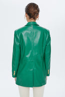 Dalida Women's Green Leather Jacket | Derimod