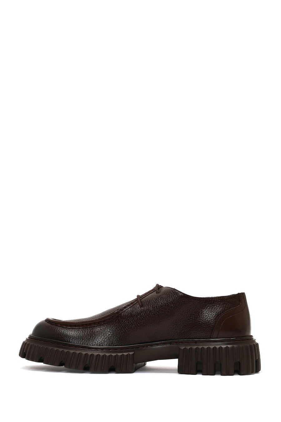 Male Brown Lace-Up Thick-Soled Leather Casual Shoe