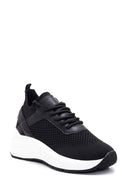Women's Black Thick Soled Fabric Sneaker | Derimod