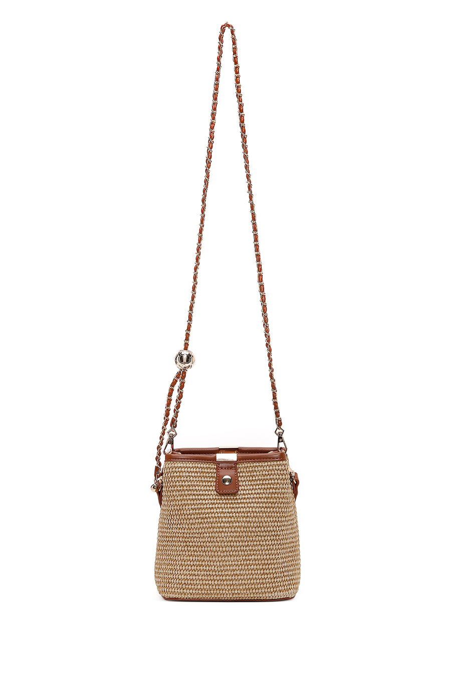 Women's Beige Mini Straw Crossbody Bag
