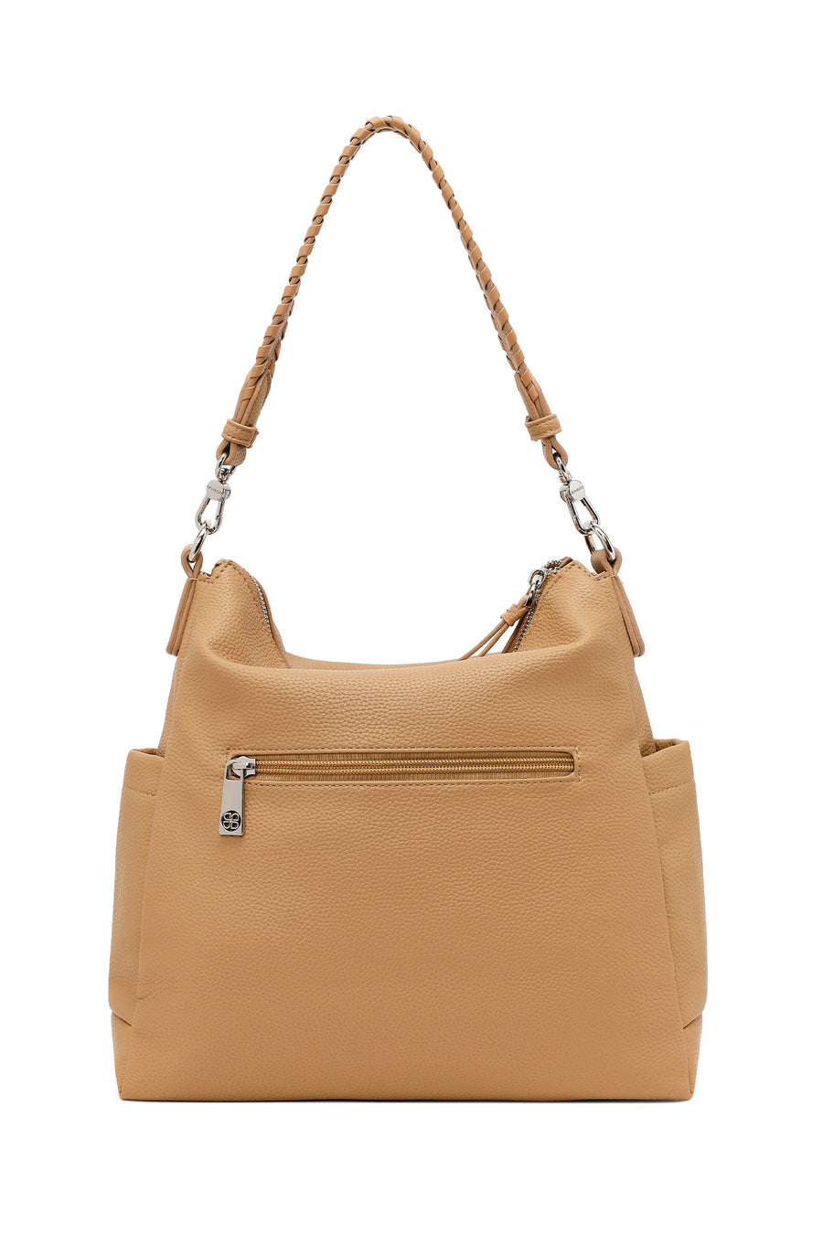 Woman Beige Long-Strap Shoulder Bag