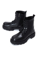 Women's Black Thick Soled Leather Boots | Derimod