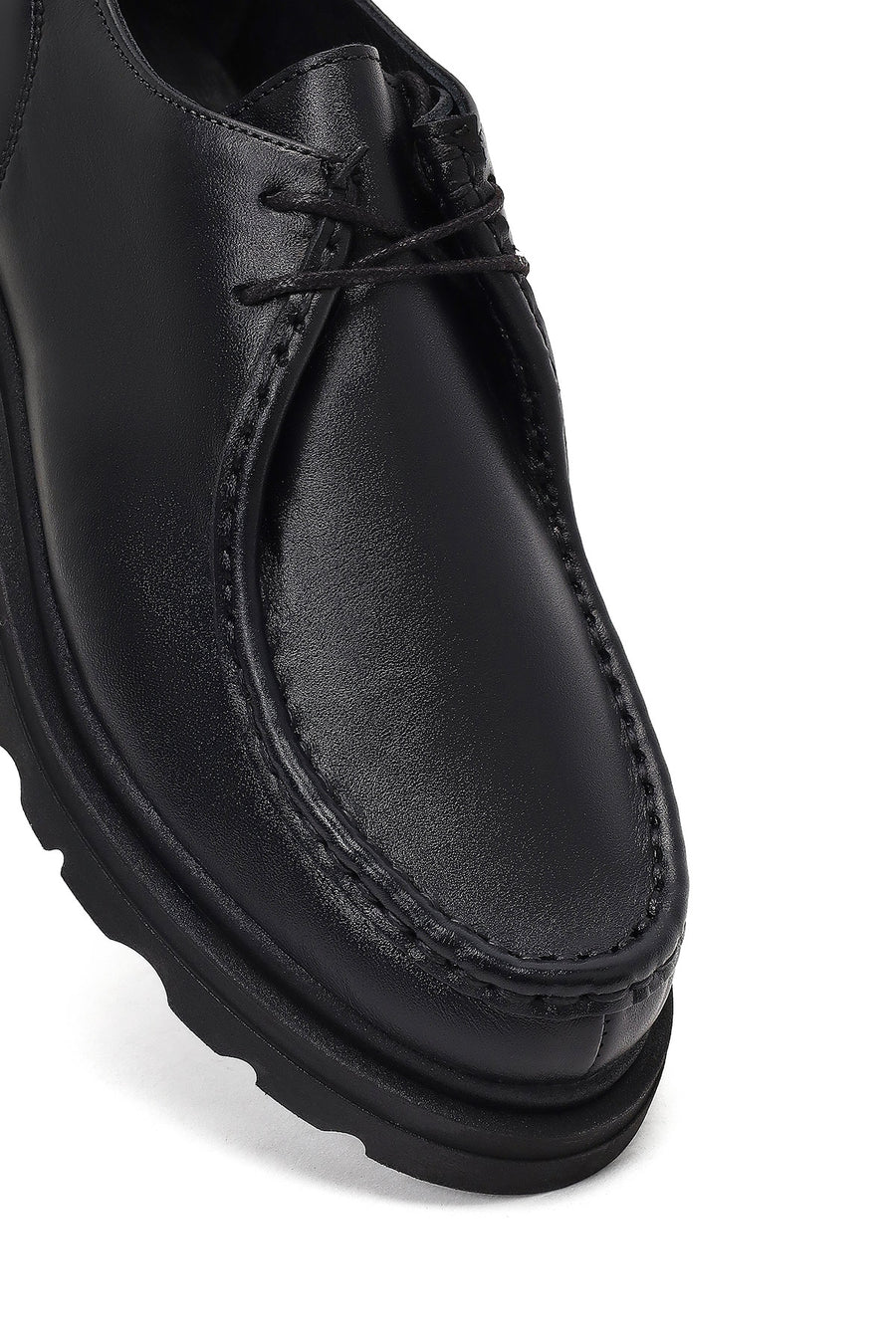 Woman Black Lace-up Leather Masculine Shoes