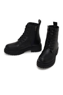 Woman Black Zip Closure Combat Boots | Derimod