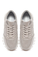 Women's Beige Lace-Up Suede Leather Sneaker | Derimod