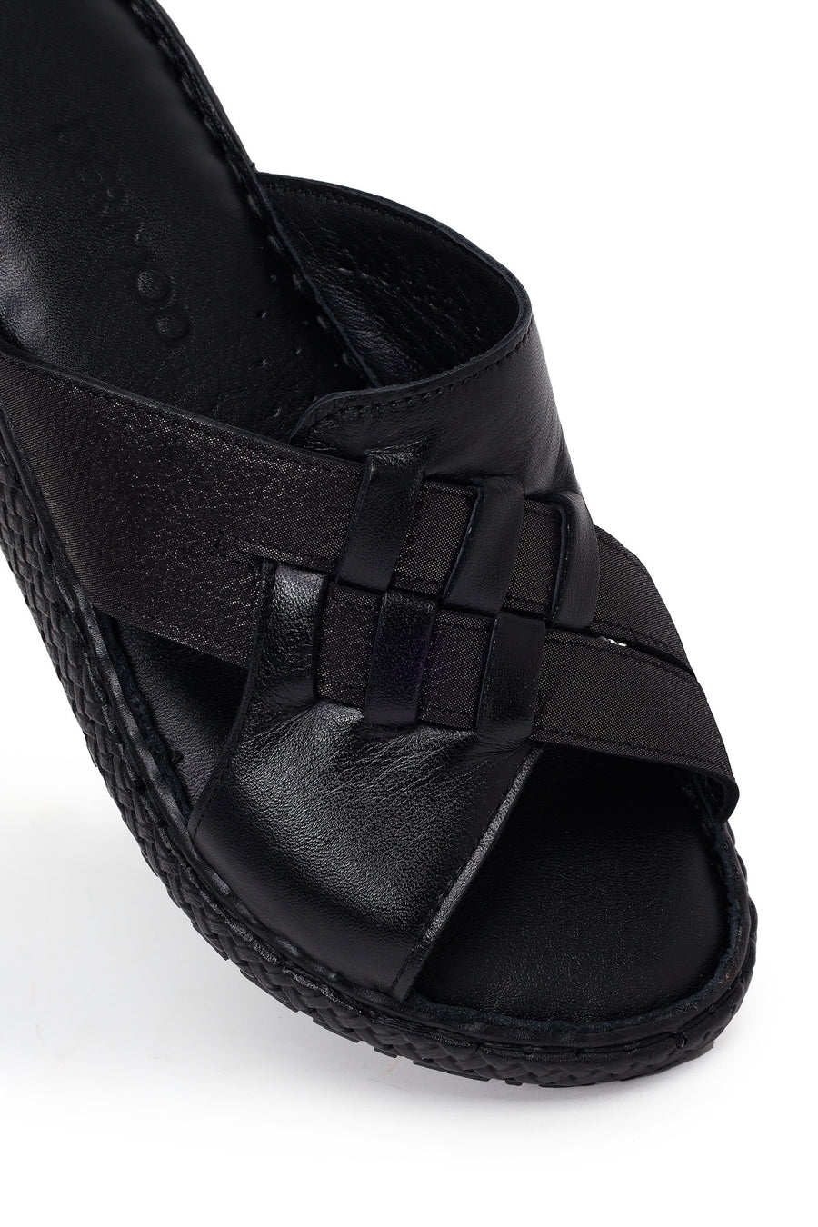 Woman Black Wedge Comfort Slipper