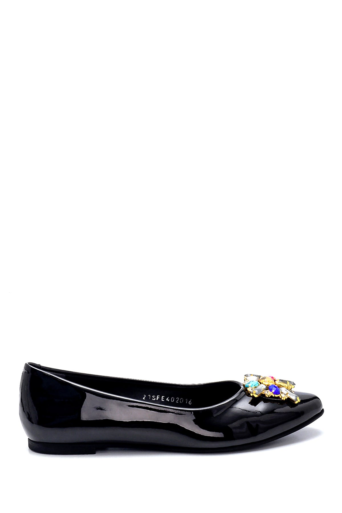 Women's Patent Leather Stone Ballerinas 21SFE402016 | Derimod