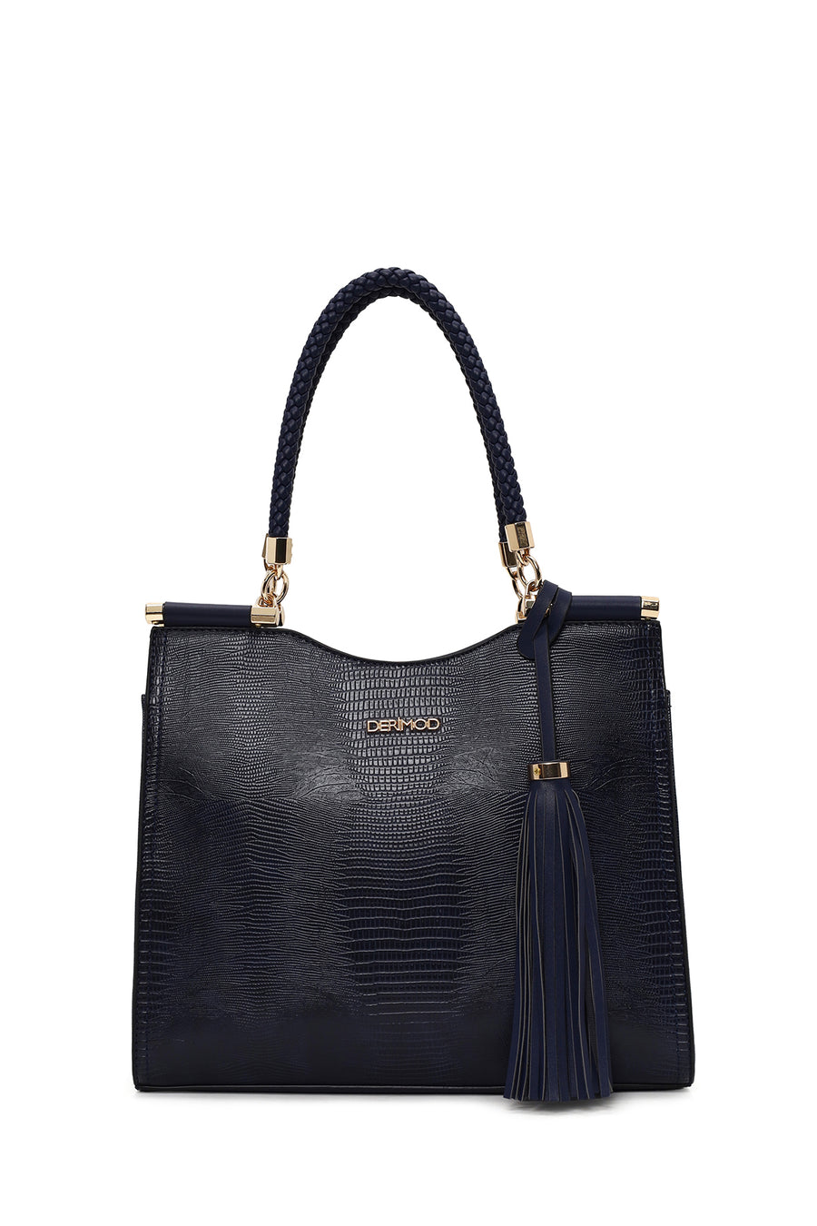 Woman Navy Long-Strap Printed Classic Shoulder Bag