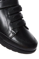 Women's Black Leather Wedge Heeled Comfort Shoes | Derimod