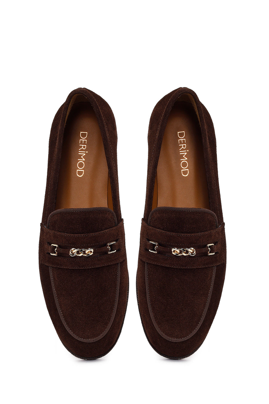 Woman Brown Buckled Suede Masculine Loafer