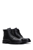 Men's Black Leather Boots Flat Boots | Derimod