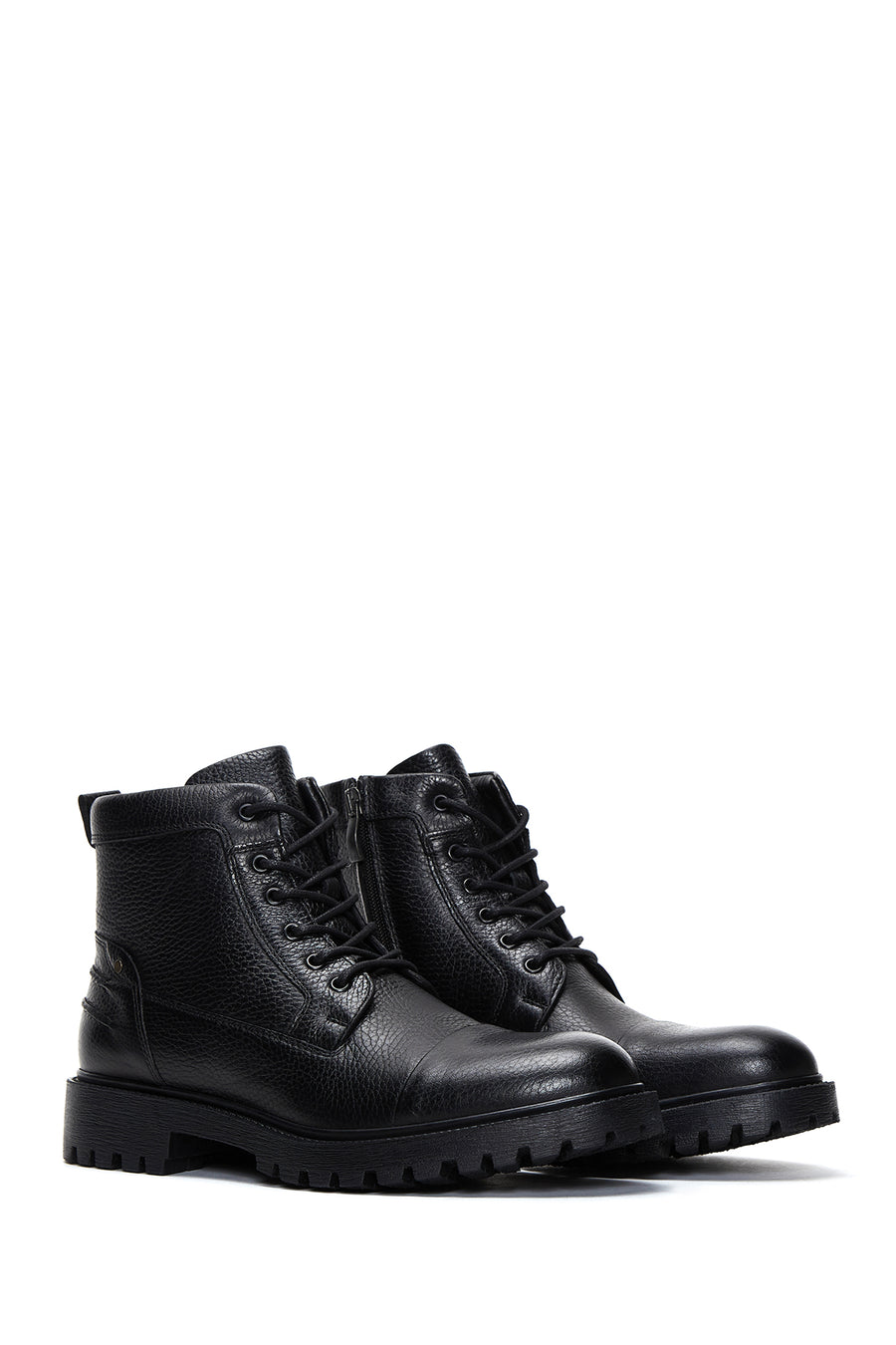 Men's Black Leather Boots Flat Boots