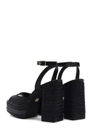 Women's Black Ankle Buckle Platform High Thick Heel Sandals | Derimod