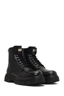 Men's Black Zippered Thick-Soled Leather Boots | Derimod