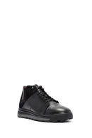 Men's Black Lace-Up Leather High Top Sneakers | Derimod