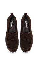 Woman Brown Suede Masculine Loafer | Derimod