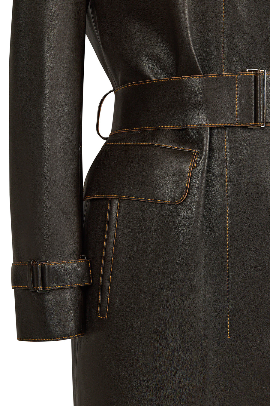 Belinda Woman Black Vintage Leather Trench Coat