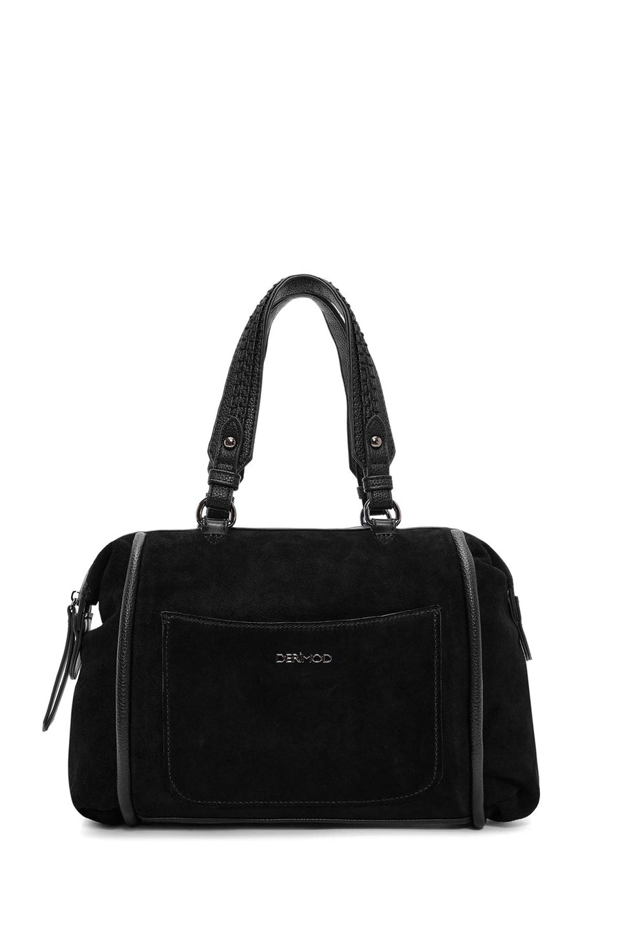Women's Black Long Strap Suede Handbag