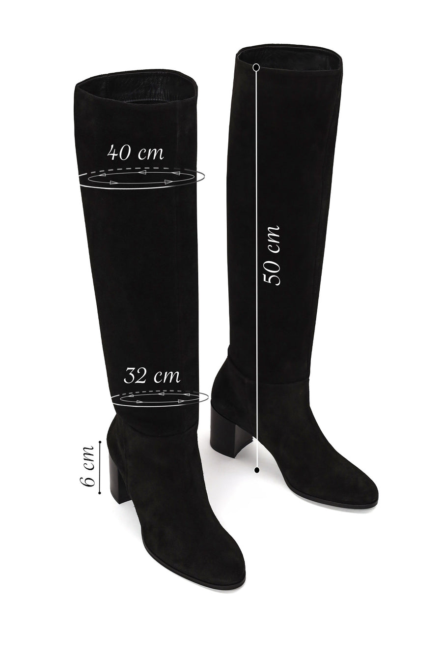 Woman Black Thick-Heeled Suede Boots