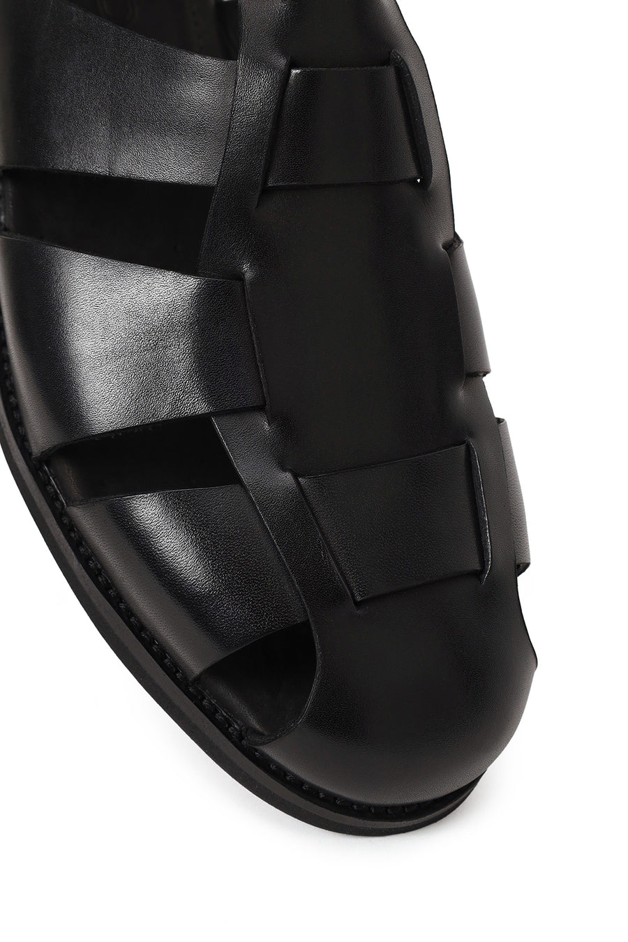 Derimod Black Male Black Leather Buckled Summery / Summer Shoes