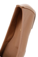 Women's Beige Leather Stone Ballerinas | Derimod