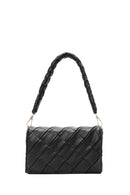 Women's Black Knitted Shoulder Bag with Printed Straps | Derimod