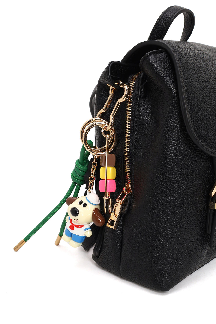 Woman Black Backpack with Accessories