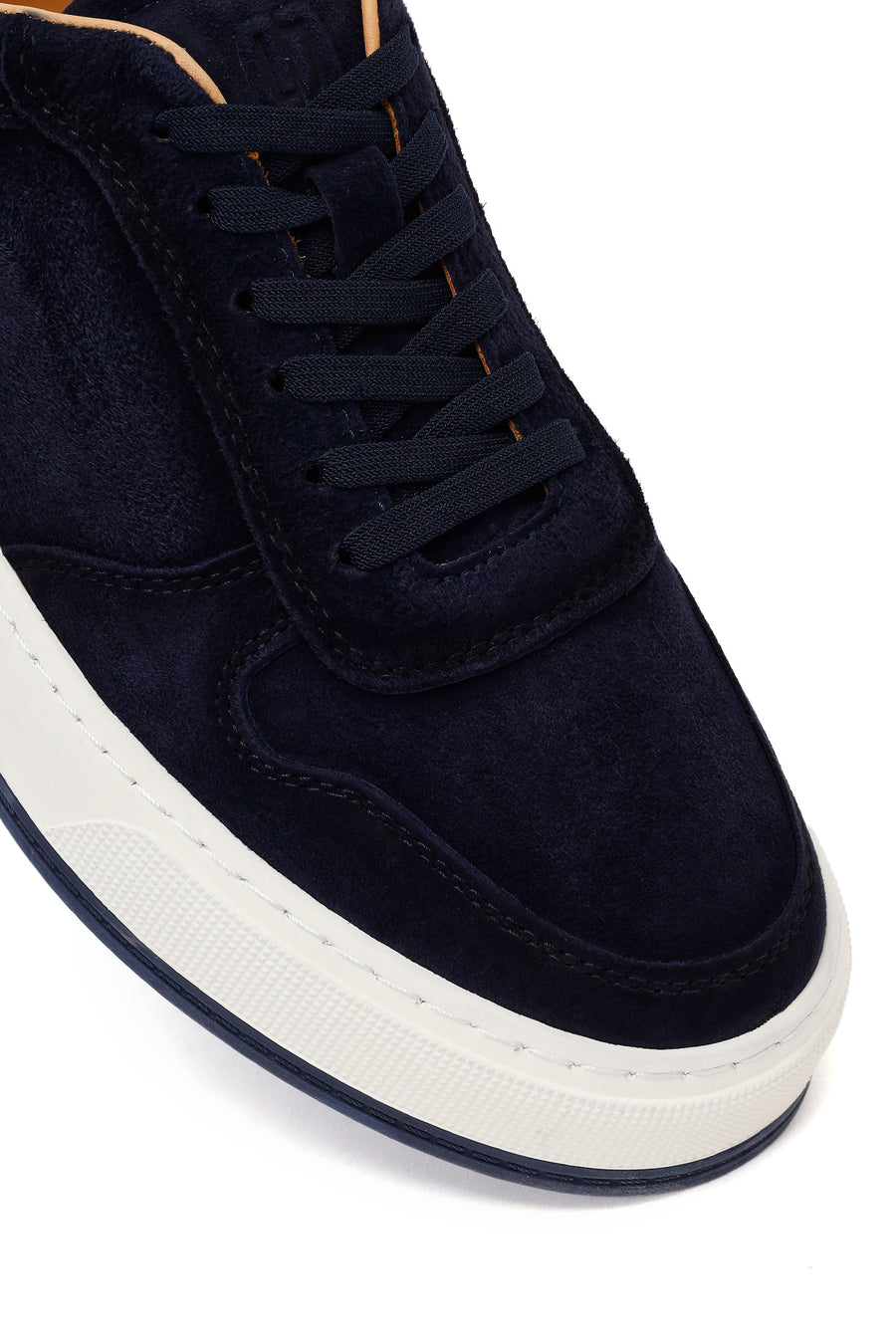 Male Navy Lace-up Thick-soled Suede Leather Sneaker