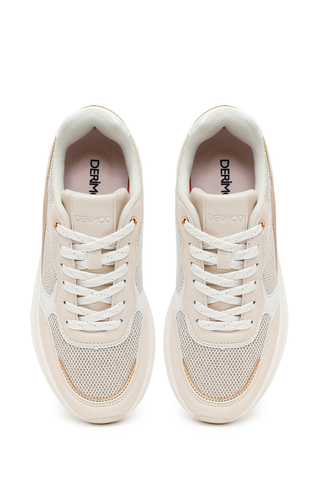 Kadın Bej Bağcıklı Kalın Tabanlı Sneaker