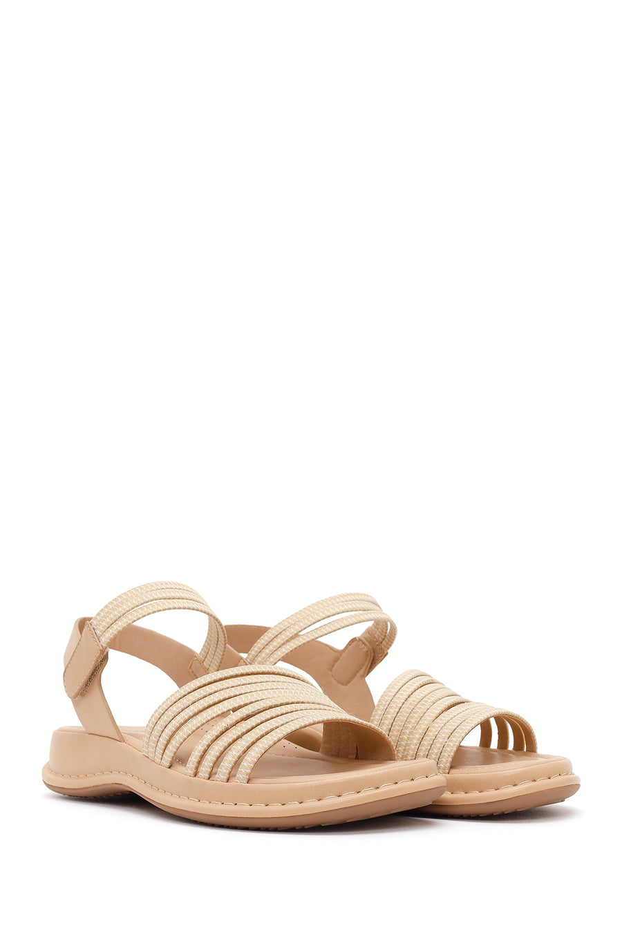 Women's Beige Thick-Sole Comfort Sandals