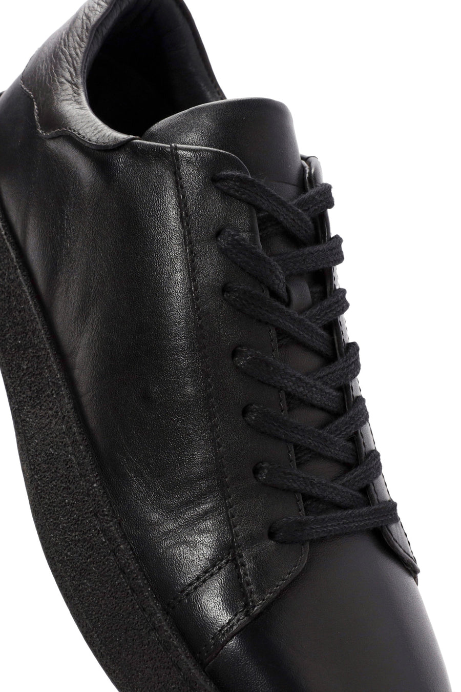 Men's Black Lace-up Leather Sneaker