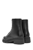 Women's Black Zippered Leather Boots | Derimod