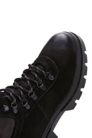 Men's Black Nubuck Leather Zippered Boots | Derimod