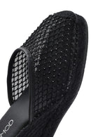 Women's Black Ankle Buckle Wedge Heel Espadrille Sandals | Derimod