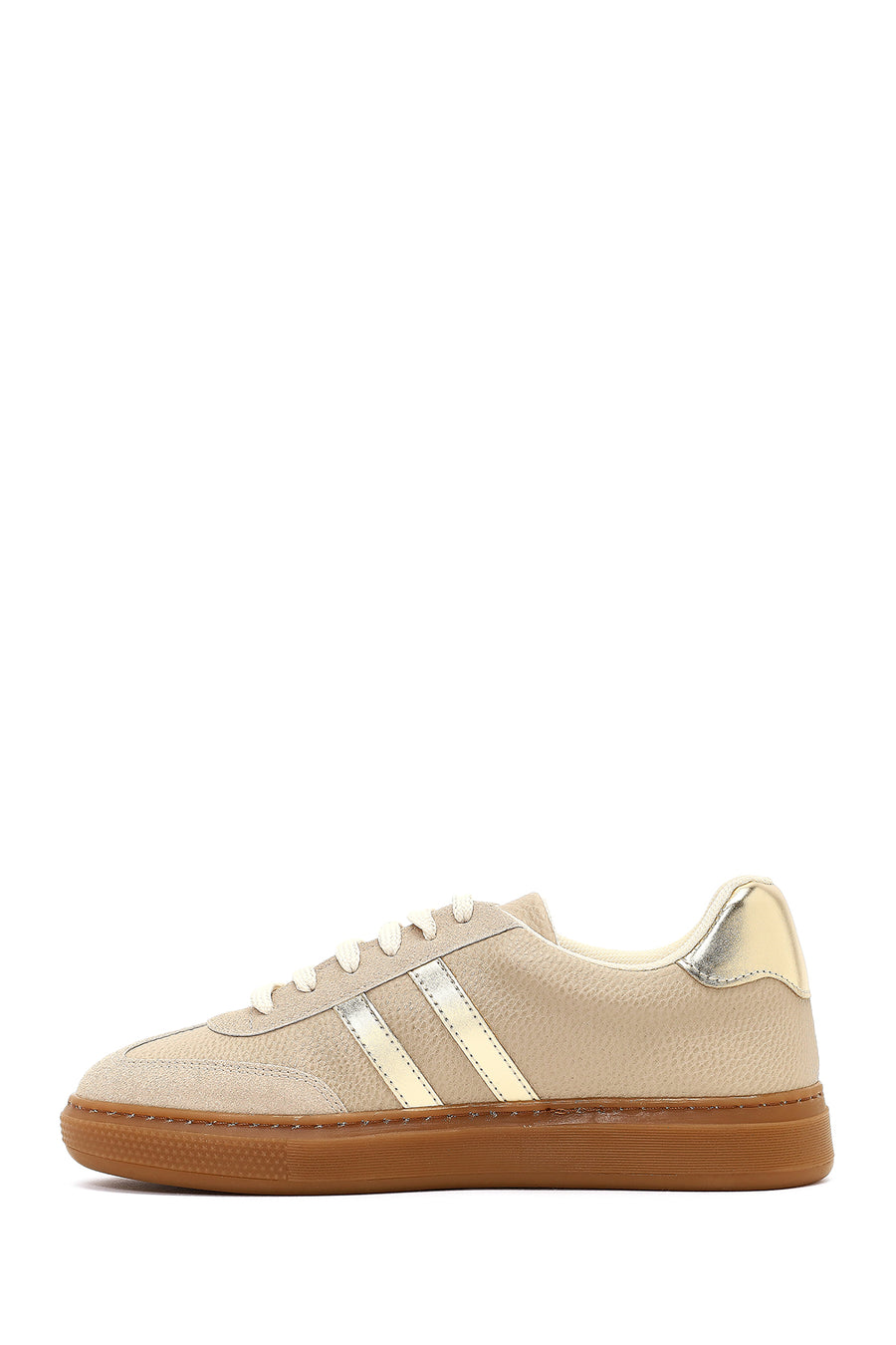Woman Beige Lace-up Sneakers