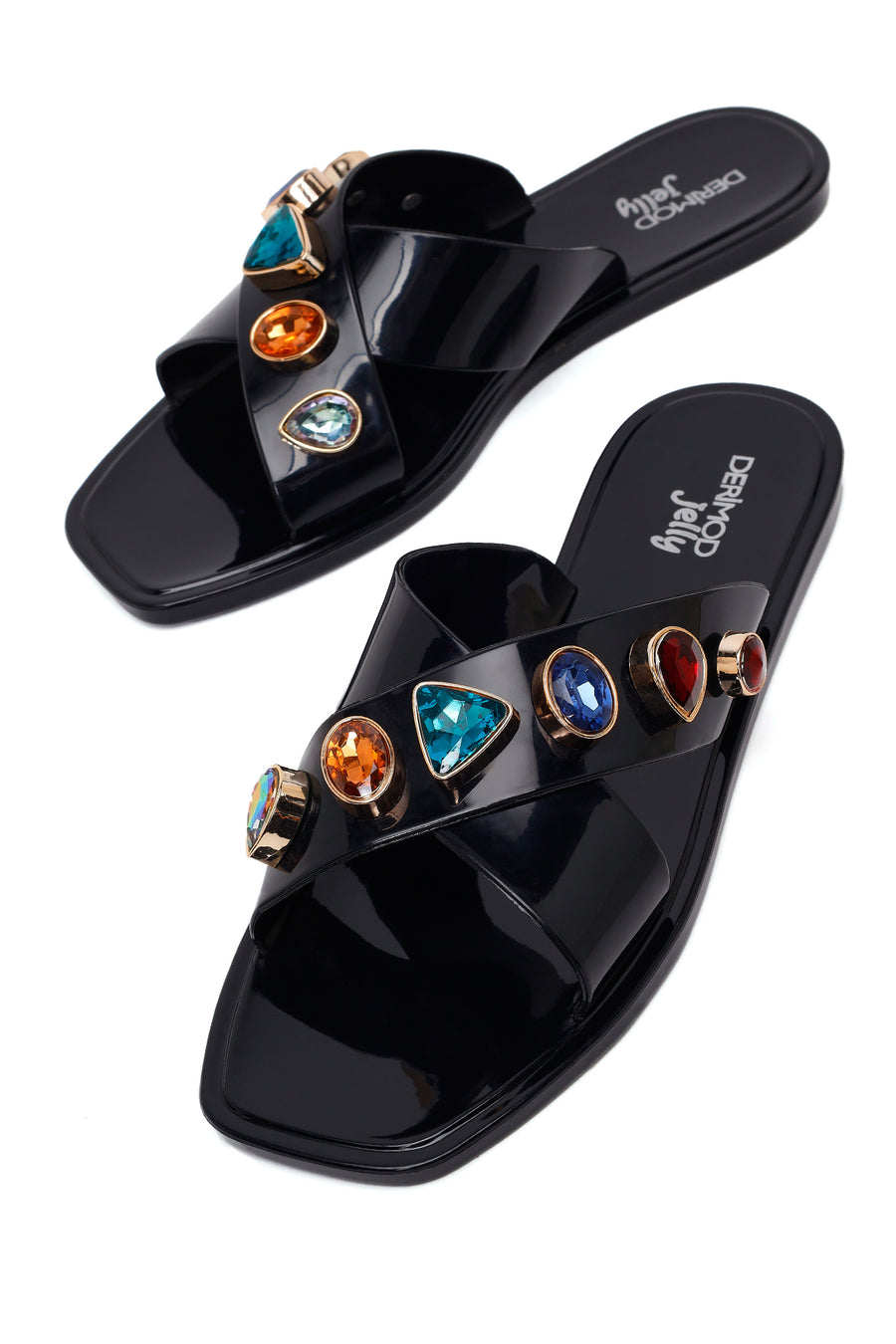 Woman Black Stone-Embellished Jelly Slipper