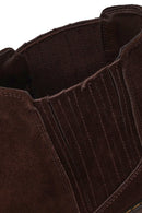 Woman Brown Suede Chelsea Boots | Derimod
